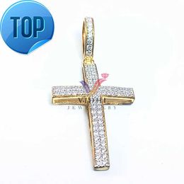 Moissanite cross pendant Shiny Gold Cross Charms Iced out Cross Pendant 1.5 Height Diamond Pendant Necklace for women and men.