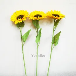 Decorative Flowers Yoshiko 1PC Bouquet 65cm Long Sunflower Silk Fake Garland El Home Party Supplies Artificial For Wedding Decor