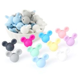 5Pcs Baby Silicone Beads Bear Heart Unicorns Animals Cartone Beads BPA Free Baby Teething Beads Pacifier Clips Accessories