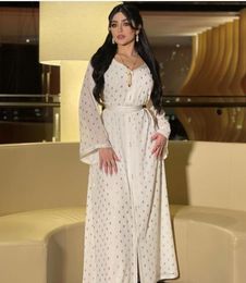 Casual Dresses Fashion Muslim Dubai Abaya Dress For Women Purple Polka Dot Gold Stamp Arabic Djellaba Moroccan Kaftan Turkey Islam3346742