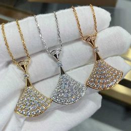 Pendant Necklaces Advanced Design S925 Sterling Silver All Diamond Large Skirt Necklace for Ladies Noble Fashion Brand Jewelry Banquet Gift T240524