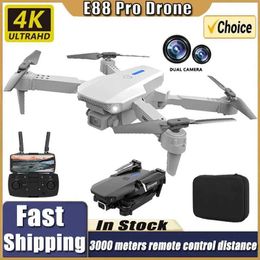 Drones Intelligent Uav RC Drone New E88Pro 4K Professional with 1080P Wide Angle Dual HD Foldable Camera RC Helicopter WIFI FPV Height Maintaining Apron Sales S24525