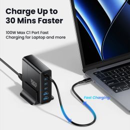 160W GaN USB Type C Charger Multiple Ports PD PPS QC4.0 Desktop Fast Charger For iPhone 14 Pro Samsung S23 Macbook Laptop iPad