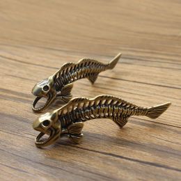 Vintage Brass Fish Bone DIY Paracord Car Key Chain Pendant Rope Accessories Keyring Hanging