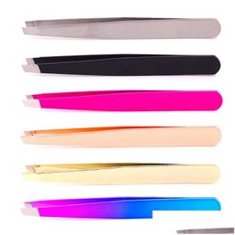 Eyebrow Tools Stencils High Quality Stainless Steel Tip Tweezers Face Hair Removal Clip Brow Trimmer Makeup In Stockl Drop Delivery He Otdyk