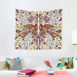 Tapestries Folk Art Bird | Red Scandinavian Tapestry Aesthetic Room Decors Wall Decorations