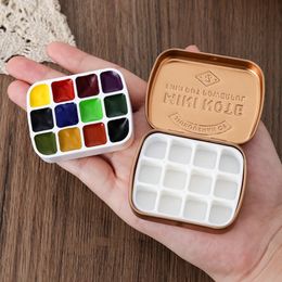 Mini Watercolor Tin Box 12/24 Grid Portable Watercolor Packing Travel Palette Student Artist Painting Aquarela Art Supplies