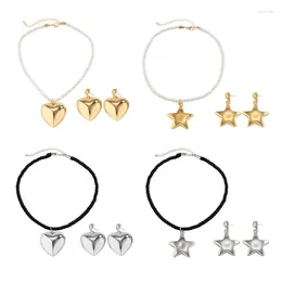 Pendant Necklaces Y2K Hip Hop Cool Clavicle Star Necklace For Men Women Earring Korean Fashion Jewellery Ornament N2UE