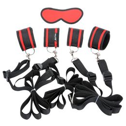 Indoor bedroom gaming relaxation bed strap with soft adjustable cuffs used for hand wrist ankle blind restriction Bdsm fetish seat belt 240521