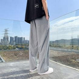 Summer New Men Suit Pants Full Baggy Wide Leg Casual Pants Trousers Straight Solid Lightweight Nylon Fabric Oversize Unisex