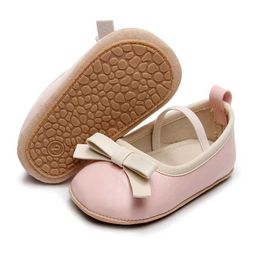 First Walkers Baby Shoes Cute Bow Leather Rubber Sole Anti slip First Step Toddler Baby Shoes Moccasins d240525