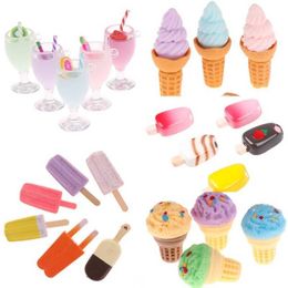 Kitchens Play Food 5 cute resin milkshakes juice sugar and ice in a mini doll house pretending to play with food pretending to play with kitchen decoration toys d240525