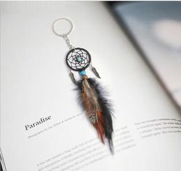 Mini Dreamcatcher Keychain Car Hanging Handmade Vintage Enchanted Forest Dream Catcher Net With Feather Decoration Ornament5685632