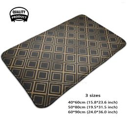 Carpets Geometric Luxury Pattern ( Black And Gold ) Soft House Family Anti-Slip Mat Rug Carpet Diamonds