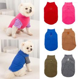 Dog Apparel Clothes Pets T-shirt Short Sleeve Shirt Pet Vest Costume Warm Stand Collar Polar Fleece Solid Colour Coat Tractable