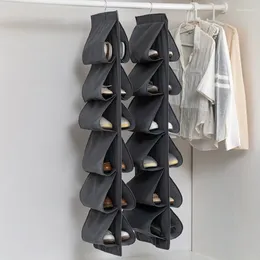 Storage Bags 12 Grid Hanging Handbag Organiser For Wardrobe Closet Bag Door Wall Sundry Shoe Underwear Multi-layer Rear