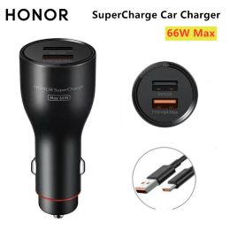 Honour SuperCharge Car Charger 66W Max Dual USB QC2.0 FCP SCP Fast Charge Universal Compatibility With 6A Type-c Cable