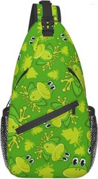Backpack Cute Cartoon Frog Pattern Sling Bag For Women Men Animal Print Crossbody Shoulder Bags Casual Chest Outdoor