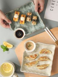 Plates Light Luxury Ceramic Gold Rim Dumpling Plate With Vinegar Dish Creative French Fries Snack Home Sushi Tableware