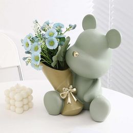 Modern Flower Vase Animal Figurine Aesthetic Home Decor Miniature Office Desk Ornaments Porch Cabinet Statue