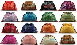 Luxury Floral Large Gift Bags Wedding Party Favour Bags Chinese Silk Brocade Christmas Pouch High End Drawstring Storage Pouch 50pc5635294