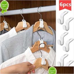 Dust Cover New 6Pcs Mti-Function Wardrobe Space-Saving Stack Hanger Hook Coat Plastic Closet Rack Bedroom Storage Organizer Drop Deliv Dhpxk