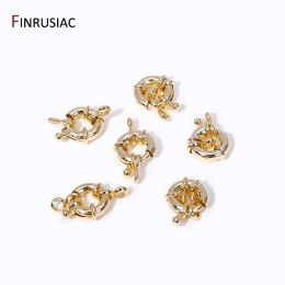 9/11.5/15mm 14k Gold Plated Spring Clasps For Jewellery Making Brass Sailor Clasp Connector DIY Handmade Necklace Accessories