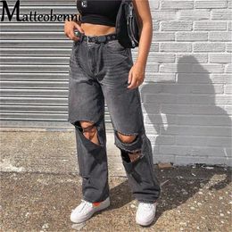 Women's Jeans 2024 Hole Ripped Straight Mom Baggy Women High Waist Casual Streetwear 90s Wide Leg Boyfriend Pants Hollow Denim Trousers