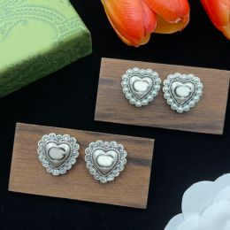 Luxury Brand Designer Earrings Letter G Heart Pearl Crystal Charm Drop Dangle Earring Ear Clip Stud Earrings 18K Gold Silver Plated for Trendy Women Designer Jewellery