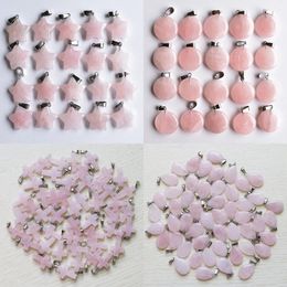 Natural Stone Cross Charms 20mm Heart Love Rose Quartz Pendant Water drop Gem Stone Fit Earrings Necklace Making Assorted