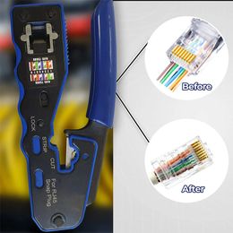 ZoeRax RJ45 Crimp Tool Pass Through Crimper Cutter for Cat6a Cat6 Cat5 8P8C Modular Connector Ethernet All-in-one Wire Tool