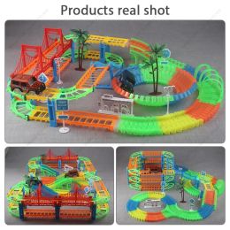 Railway Racing Track Set Educational DIY Bend Flexible Race Assembled Rail Smart Electronic Car Toys Gifts for Kids Boys