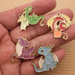 10pcs Dinosaur Charm for Jewellery Making Supplies Animal Enamel Necklace Pendant Keychain Phone Diy Craft Accessories Materials