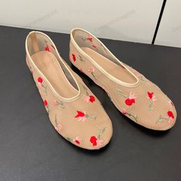 Scarpe con tacchi a maglie ricamato di alta qualità classici classici scarpe abiti mary jane scarpe da donna agnelli agnelli ballerine flower cover tallone tallone rido