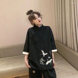 Ethnic Clothing 2024 Traditional Chinese Women Shirt Tang Suit Tai Chi Uniform Hanfu Kimono Cardigan Cheongsam Top Clothes