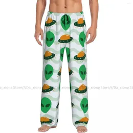 Men's Sleepwear Men Sleep Bottoms Male Lounge Trousers Cute Alien UFO Invasion Spaceship Pyjama Pants