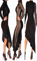 Goods In Stock European Sexy Just Long Sleeve Night Club Maxi Dress Lace Women Clubwear Womens Dresses Black Cocktail Clothes3319394