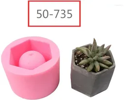 Baking Moulds Pink Silicone Mould Geometric Flower Pots Cement Vase Mould Handmade Planter Multi-flower Plate Garden Decoration Tool