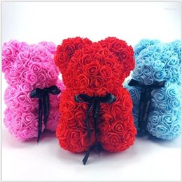 Decorative Flowers 25cm Roses Teddy Bear Artificial For Decoration Fake Dried Valentines Gift