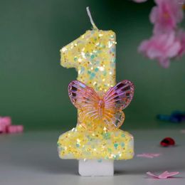 Party Supplies Butterfly Birthday Candle Number 1-9 For Girls Cake Topper Anniversary Decoration