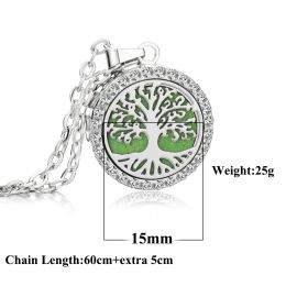 Crystal Aromatherapy Necklace Tree Flower Essential Oils Diffuser Jewellery Women Locket Aroma Diffuser Perfume Pendant Necklace