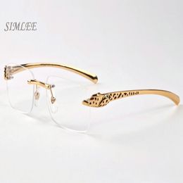 2018 vintage designer sunglasses for men women rimless buffalo horn glasses gold leopard frames cheap sunglasses womens eyeglasses with 202Q
