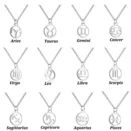 Pendant Necklaces Stainless Steel Female Star Constellation 12 Constellation Necklace Pendant Cancer Chain Necklace d240525