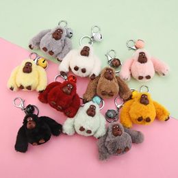 Keychains Key Chain Women Monkey Animal Doll Toy Bag Pendant Decoration Fluffy Fuzzy Accessory Buckle Ring Hook Kids Like Holder Fun 243c