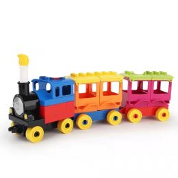 Big Size Building Figures Block Family Doll Police Children Kids Traffic Train Plastic Educational Creative Toy Compatible Duplo