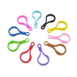 100pcs Plastic Clasps Bulb Candy Colour Acrylic Keyring Clips Diy Accessories Keychain For Pendant Handwork Diy Backpack 248e