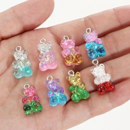 10/50pcs Candy Color Gummy Mini Bear Charms for Jewelry Making DIY Pendants Charm Cute Earrings Necklaces Creative Findings