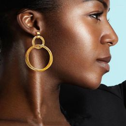 Party Favor Simple Double Hoop Earrings Fashionable Metal Gold Retro Birthday Wedding For Women Or Girlfriend Favors