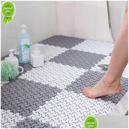 Carpets New Strong Suction Cup Non-Slip Bath Mats Bathroom Carpet Square Shape Mat With Drain Hole Plastic Mas Foot Pad Access Drop De Dhqav