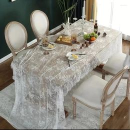 Table Cloth Rustic Wedding White Lace Tablecloth Vintage Embroidered Reception Decoration Party Gatherings Home